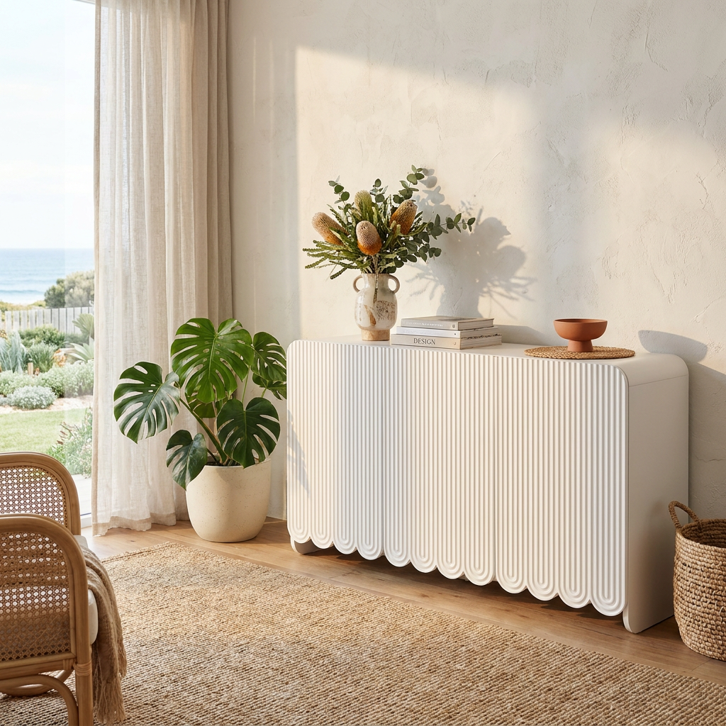 Scallop White Fluted Twin Sideboard Bundle