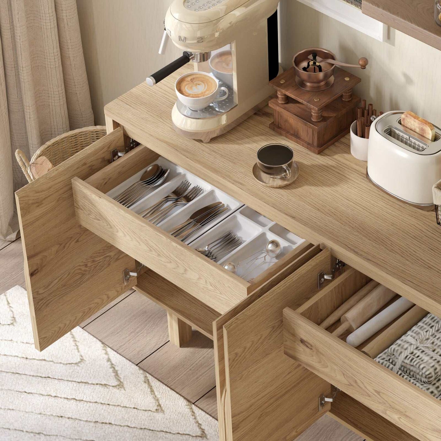 Arched 4 Door Buffet Sideboard Cabinet 150cm Cupboard | Spacious and Stylish Storage Solution