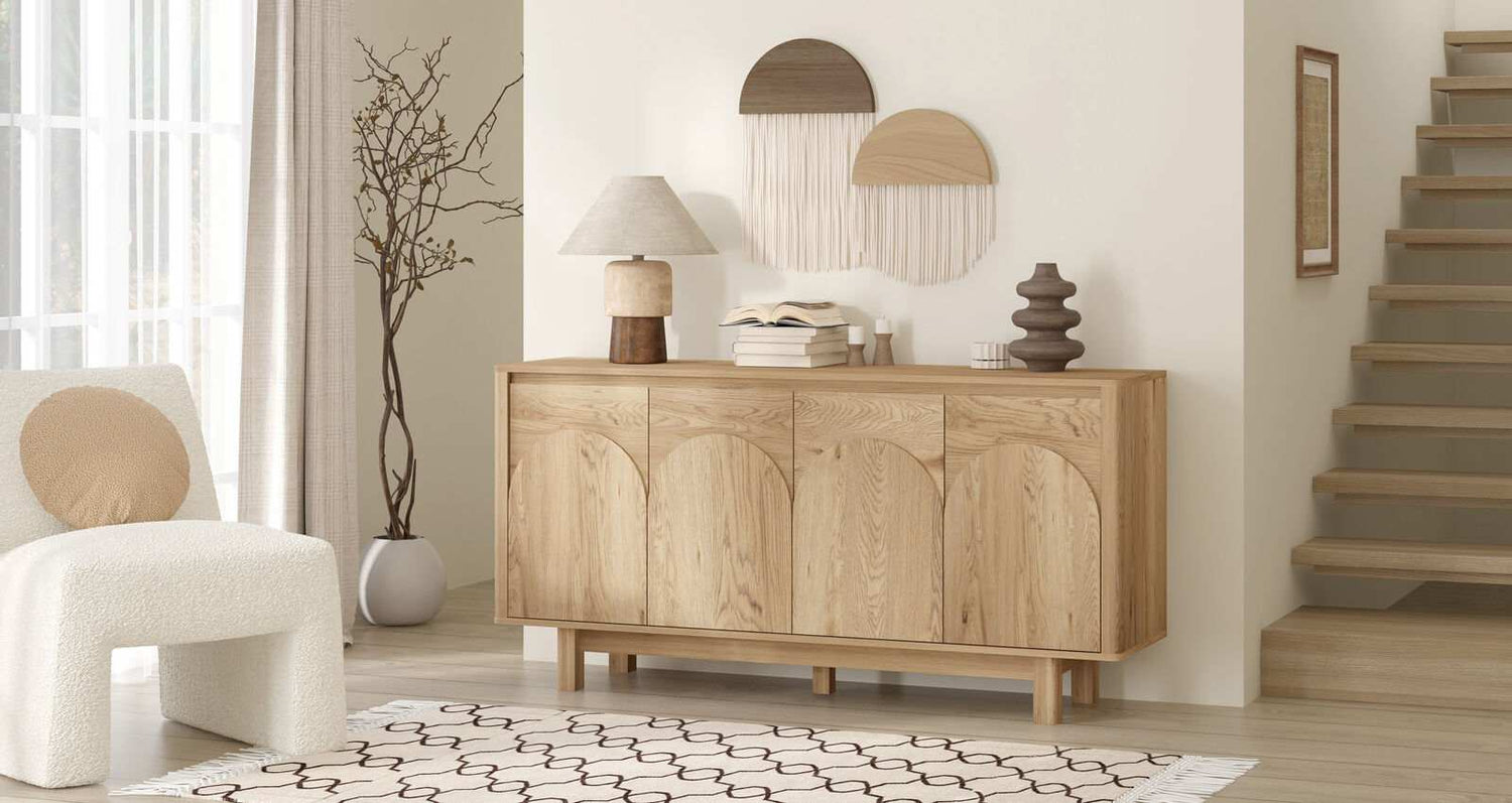 Arched 4 Door Buffet Sideboard Cabinet 150cm Cupboard | Spacious and Stylish Storage Solution