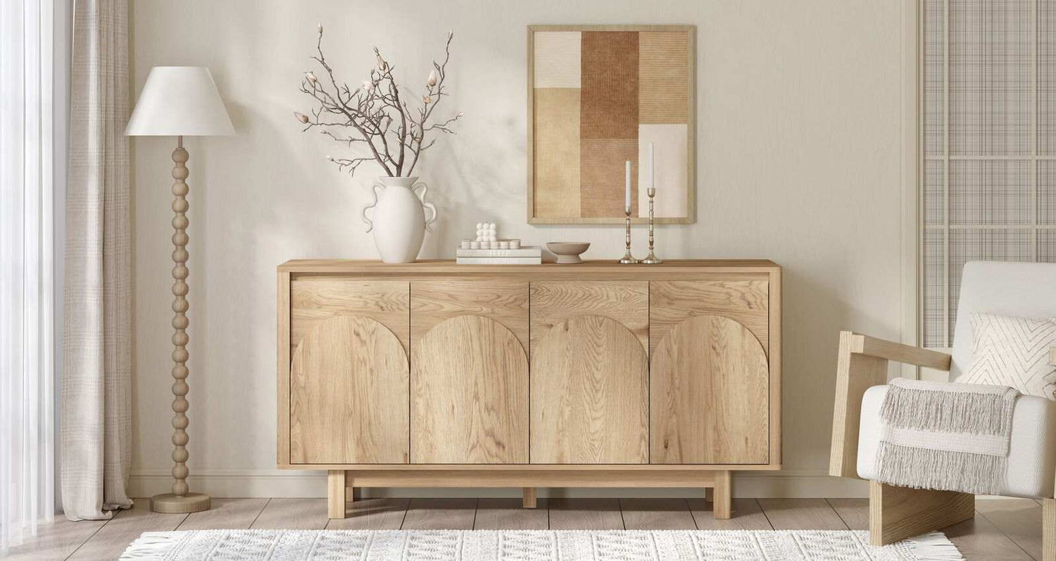 Arched 4 Door Buffet Sideboard Cabinet 150cm Cupboard | Spacious and Stylish Storage Solution
