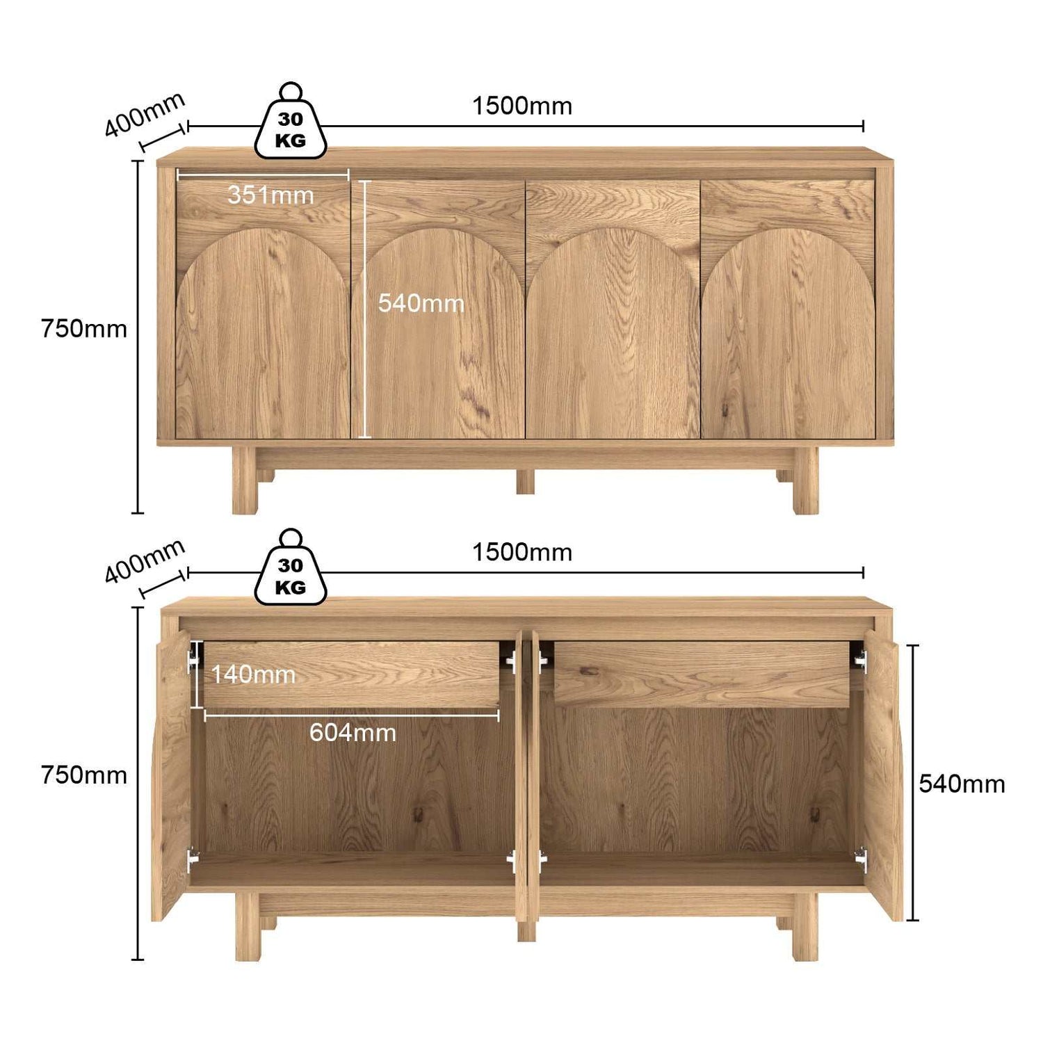 150cm 4-Door Sideboard Buffet Cabinet