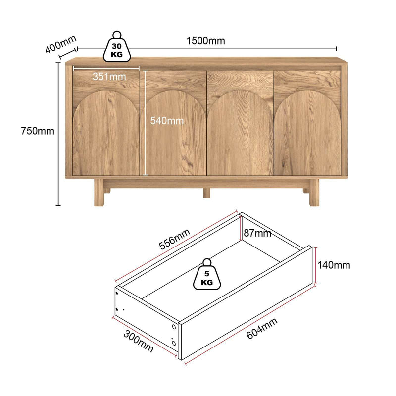 150cm 4-Door Sideboard Buffet Cabinet