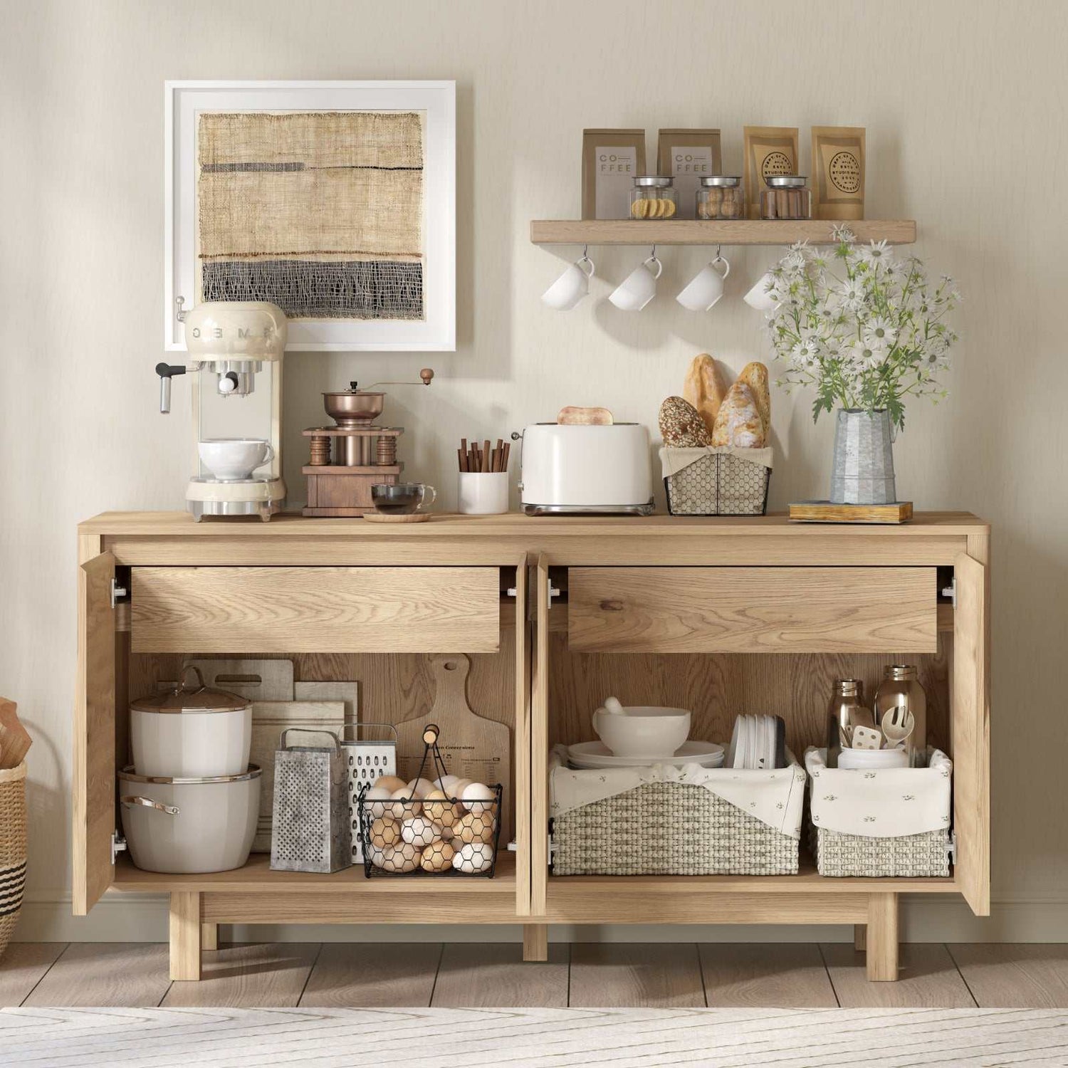 150cm 4-Door Sideboard Buffet Cabinet