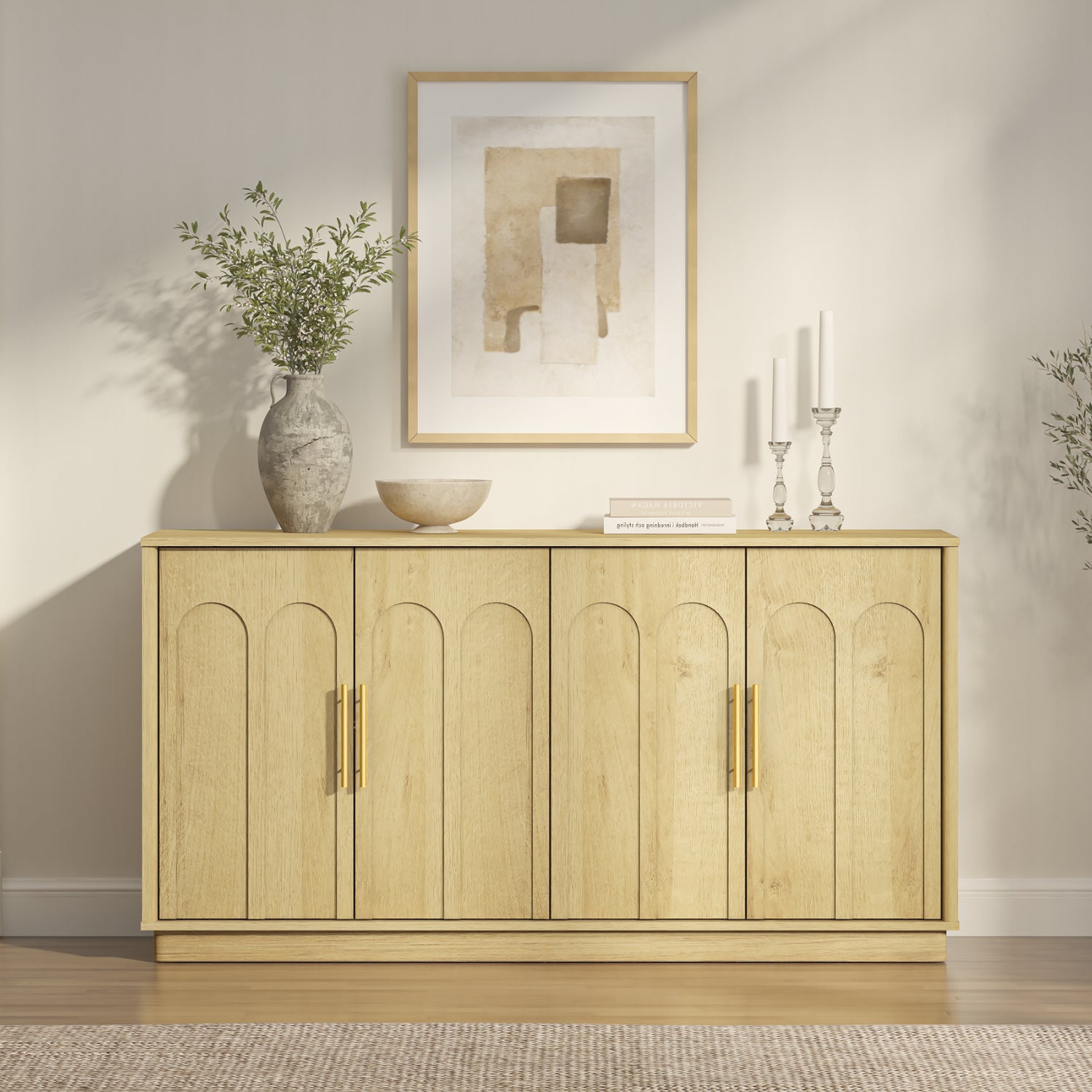 Opera Oak 4 Door Buffet Sideboard