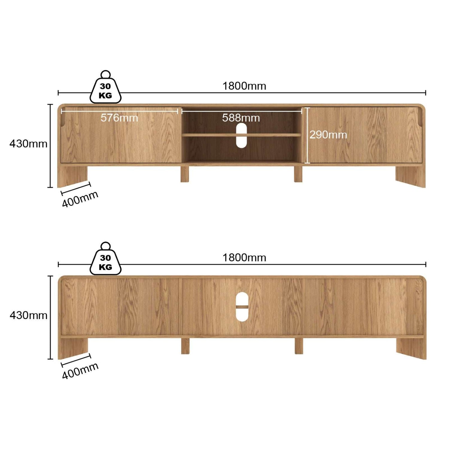 Sabi 180CM TV Entertainment Unit - Ideal for Bedroom and Living Room