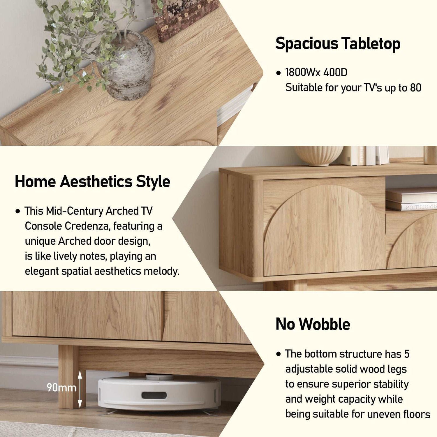 Eden Arch 180cm TV Entertainment Unit — Perfect Blend of Style and Functionality for Your Living Room