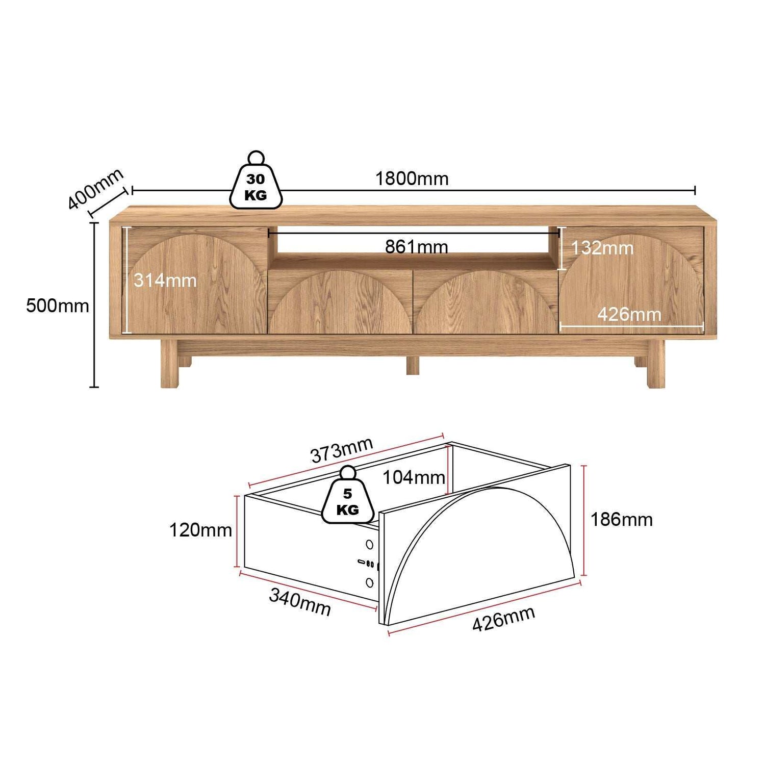 Eden Arch 180cm TV Entertainment Unit — Perfect Blend of Style and Functionality for Your Living Room
