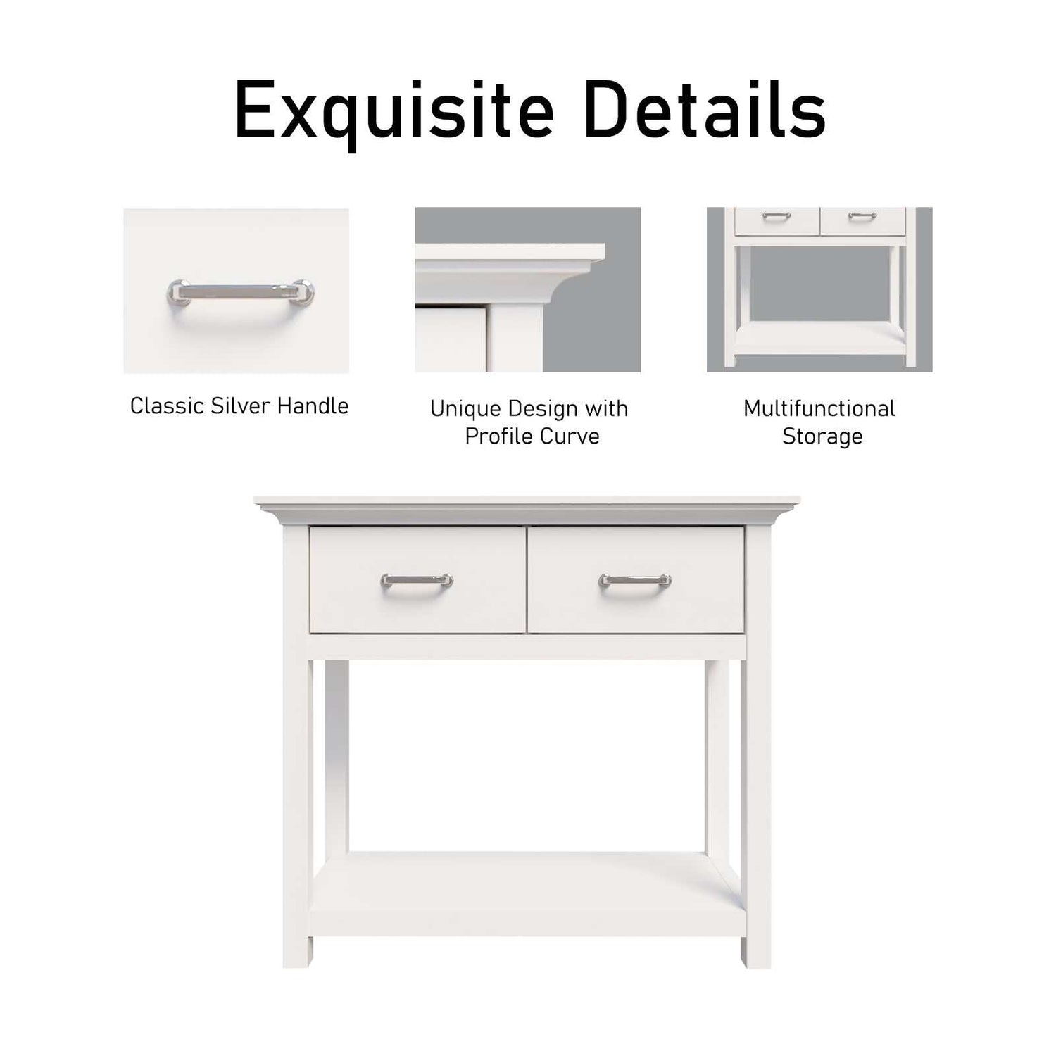 Ashford Console Table White Dressers 2-Drawer Entryway Hallway Side Table