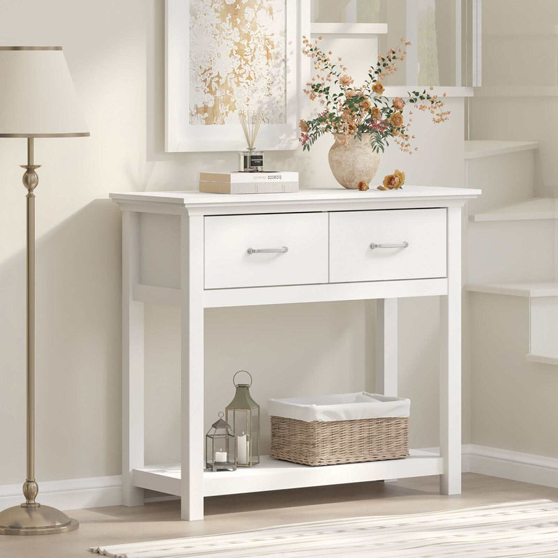 Ashford Console Table White Dressers 2-Drawer Entryway Hallway Side Table