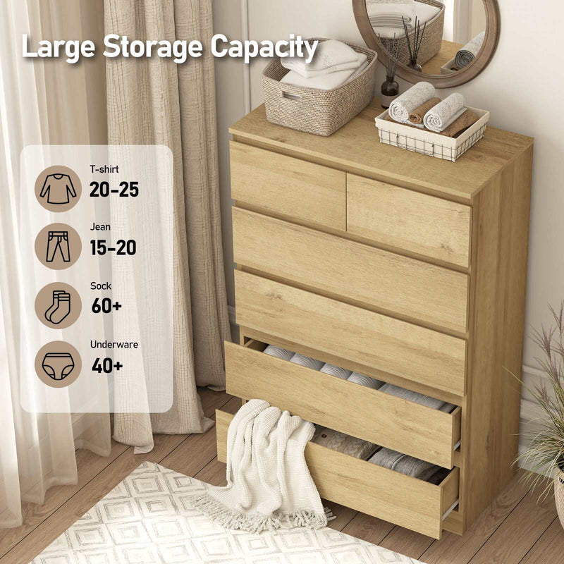 Light Oak 12 Drawers Chest of Drawers Tallboy Dresser | Space-Saving Storage Solution