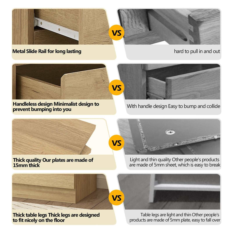 Light Oak 6 Drawers Chest of Drawers Tallboy Dresser Stylish & Space - Saving Storage Solution