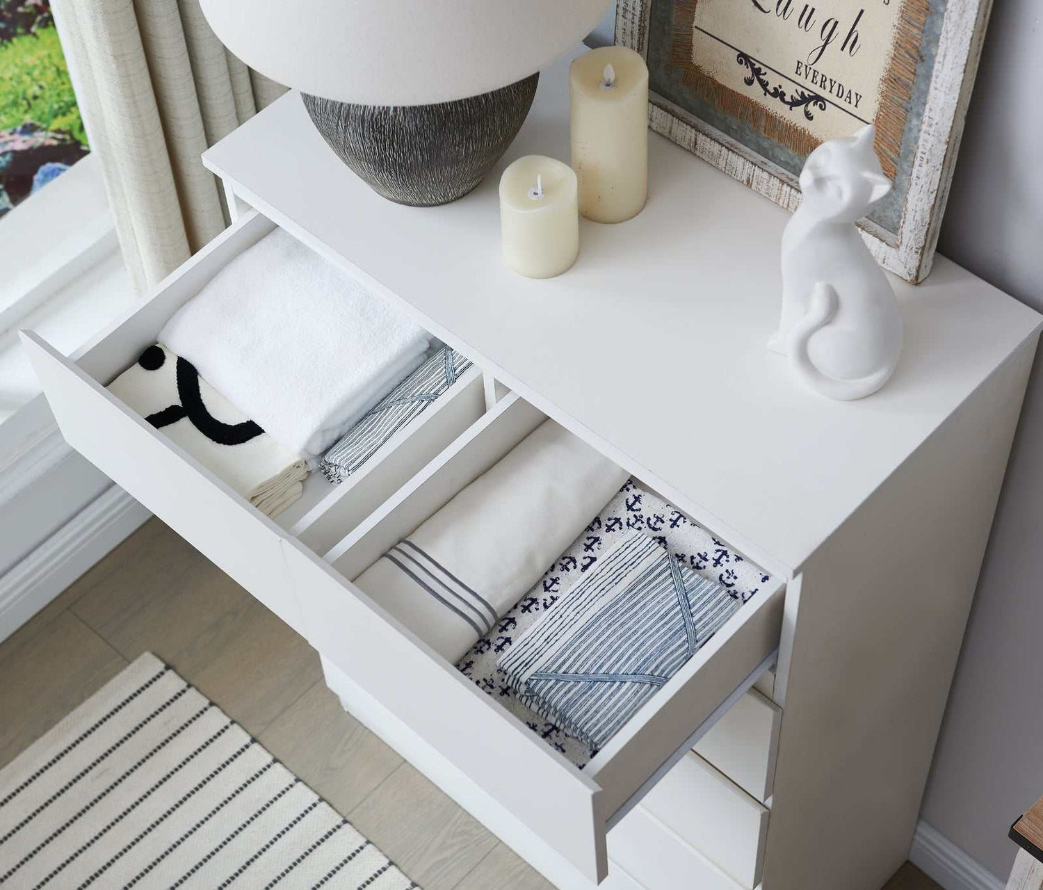 Matt White 6 Drawer Tallboy Bedroom Storage