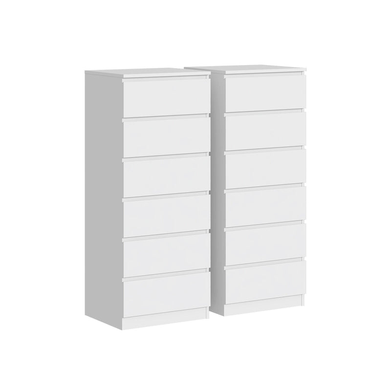 Aurora 12 Chest of Drawers White Dresser Set of 2