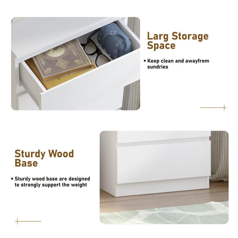 Aurora 12 Chest of Drawers White Dresser Set of 2