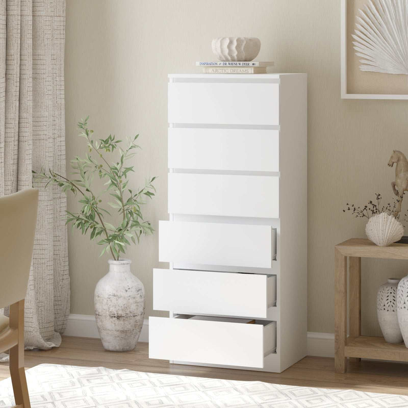 White Dresser 6 Chest of Drawers Dresser | Minimalist Storage for Bedroom