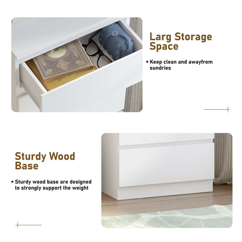 White Dresser 6 Chest of Drawers Dresser | Minimalist Storage for Bedroom