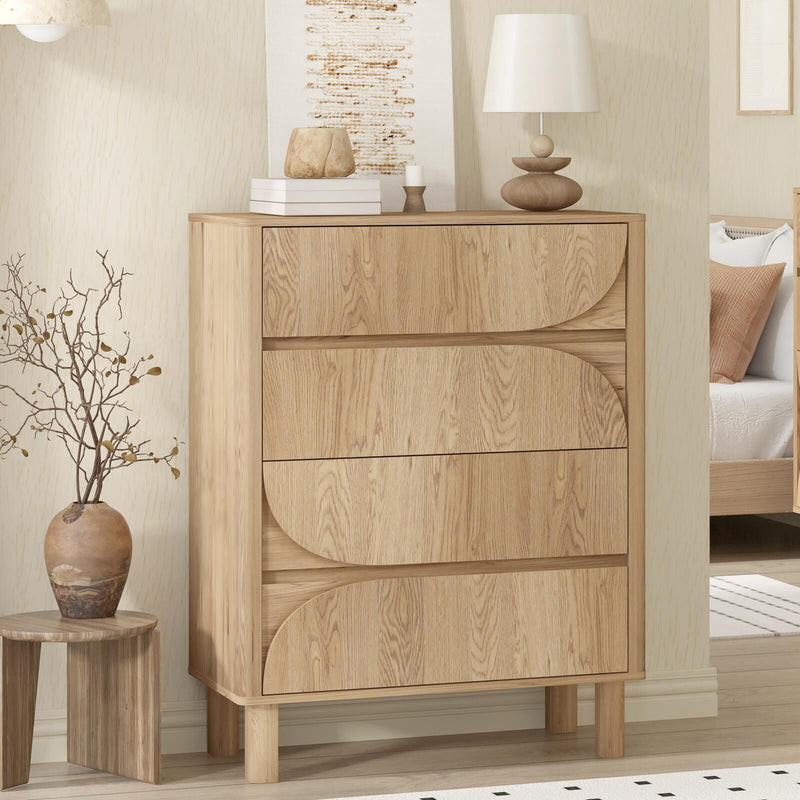 Eden Arched 4 Chest of Drawers Dresser Tallboy | Bedroom Storage Dresser Cabinet