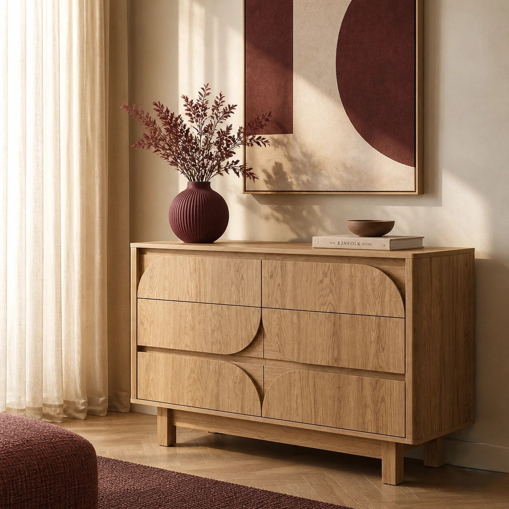 Eden Arched 6 Chest of Drawers Dresser | Bedroom Storage Dresser Cabinet