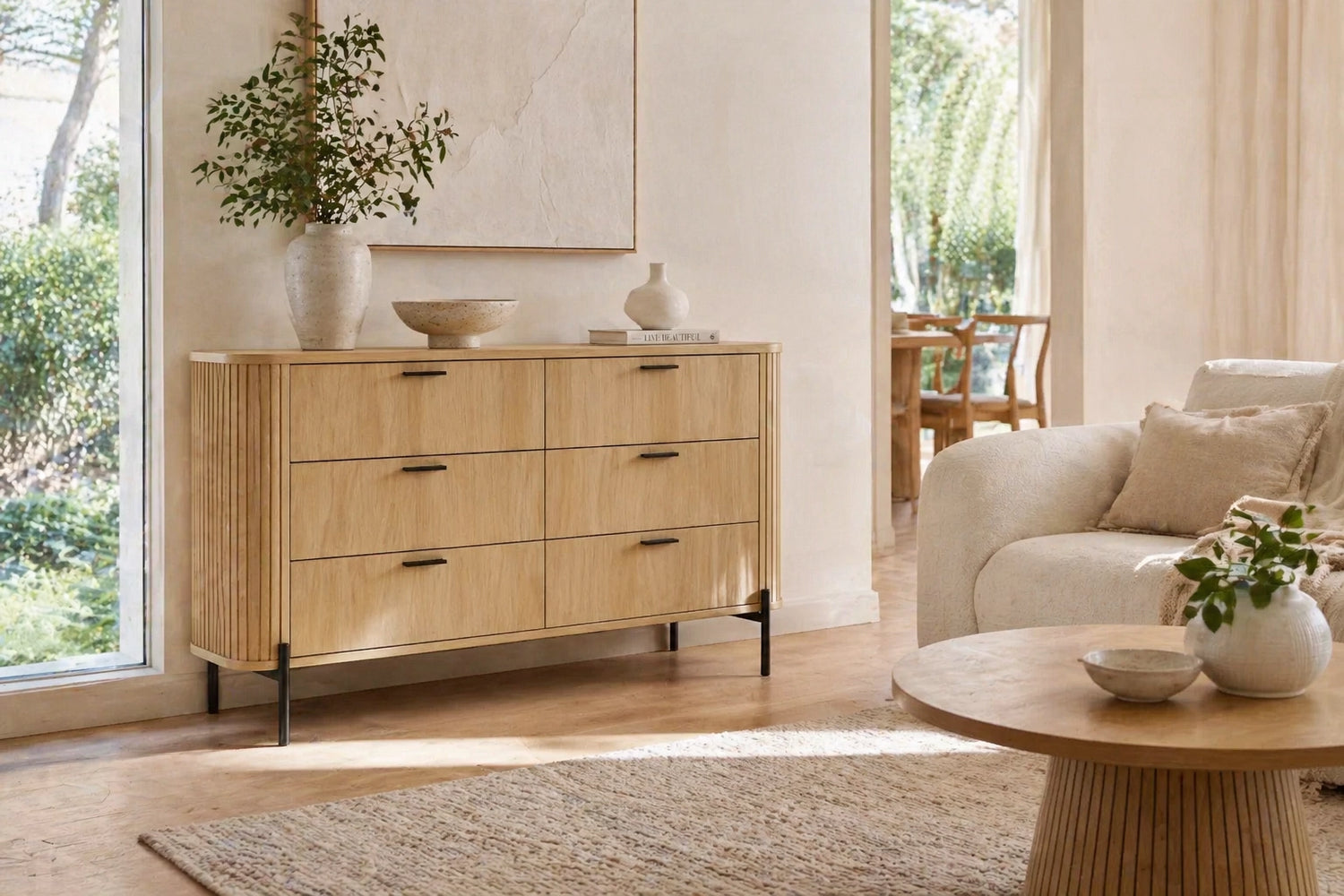Ayla Fluted 6-Drawer Lowboy – Modern Bedroom Dresser