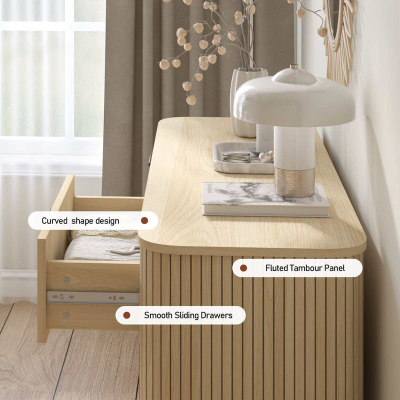 Ayla Fluted 6-Drawer Lowboy – Modern Bedroom Dresser