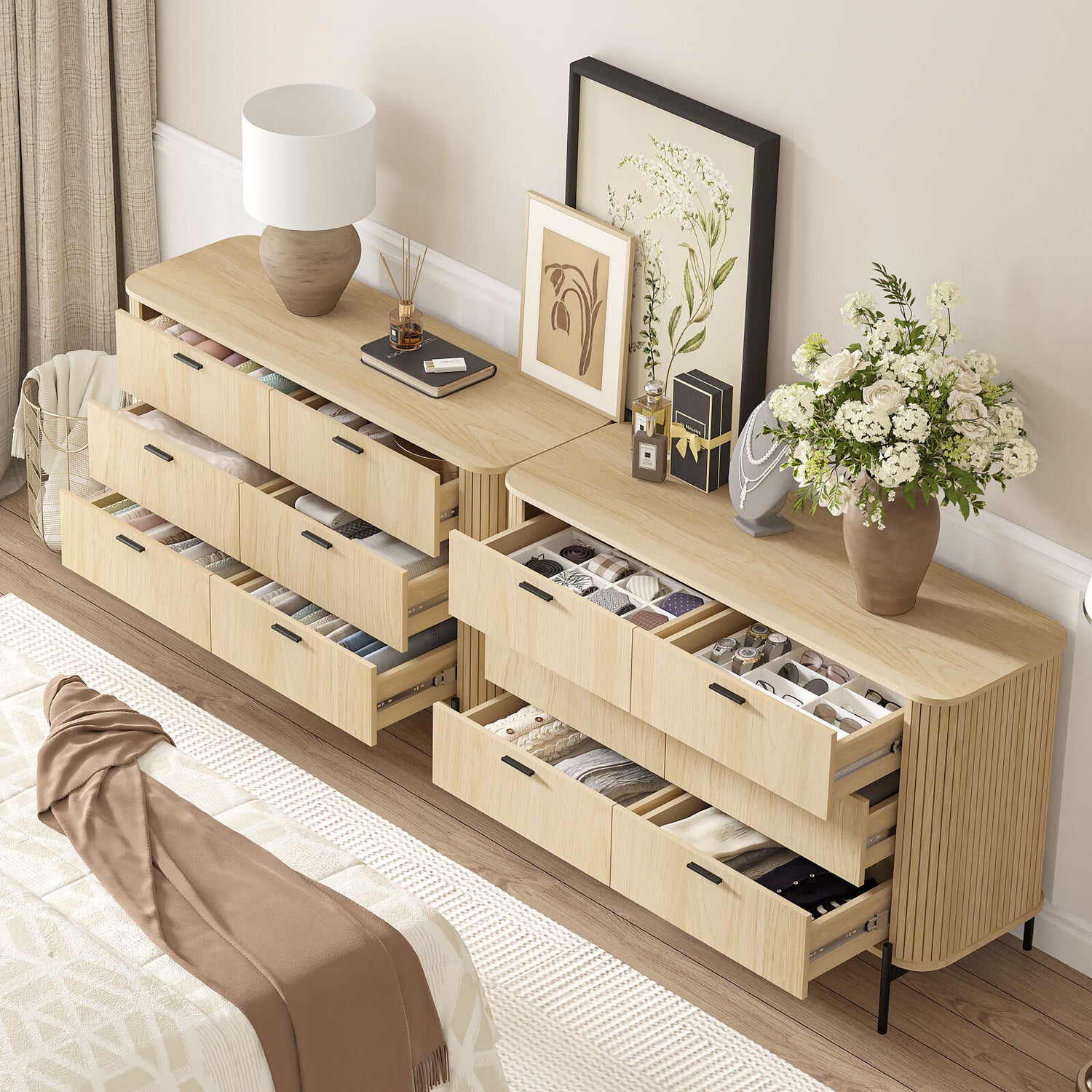 Ayla 12 Drawer Chest Set of 2 Lowboy - Storage for any room