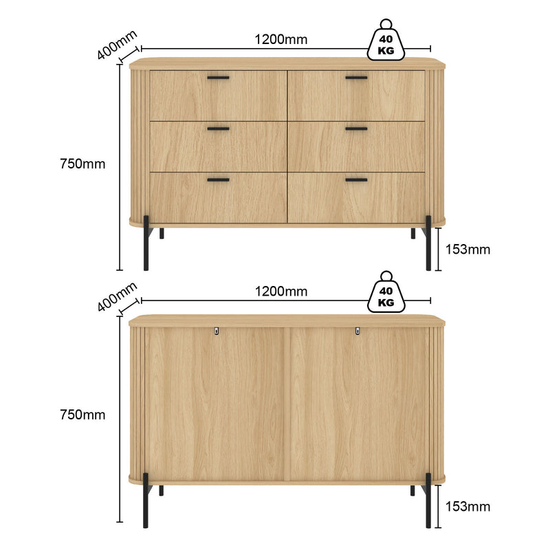 Ayla 12 Drawer Chest Set of 2 Lowboy - Storage for any room