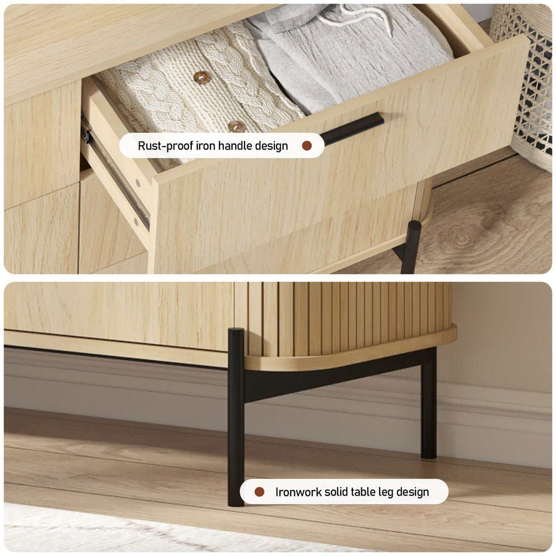 Ayla Fluted 6-Drawer Lowboy – Modern Bedroom Dresser