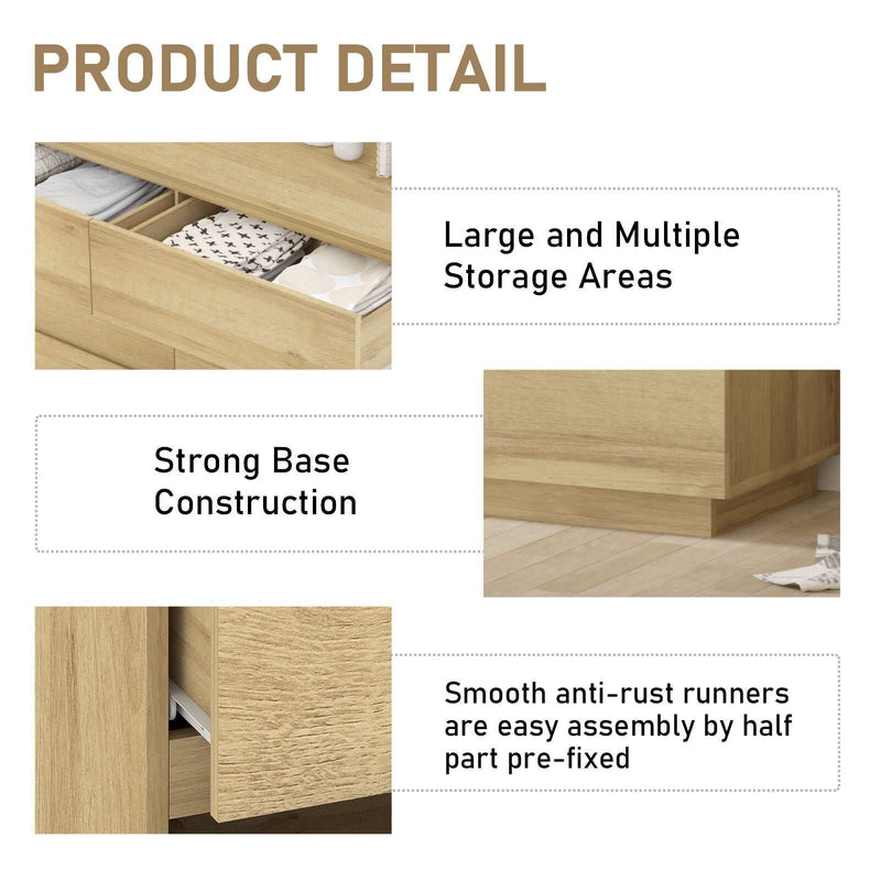 Light Oak 11 Drawers Chest of Drawers Dresser Stylish & Space-Saving Storage Solution