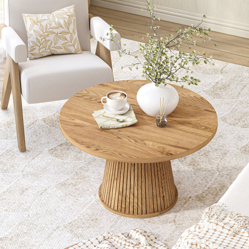 Selene Round Coffee Table - Fluted Design for Modern Living Spaces
