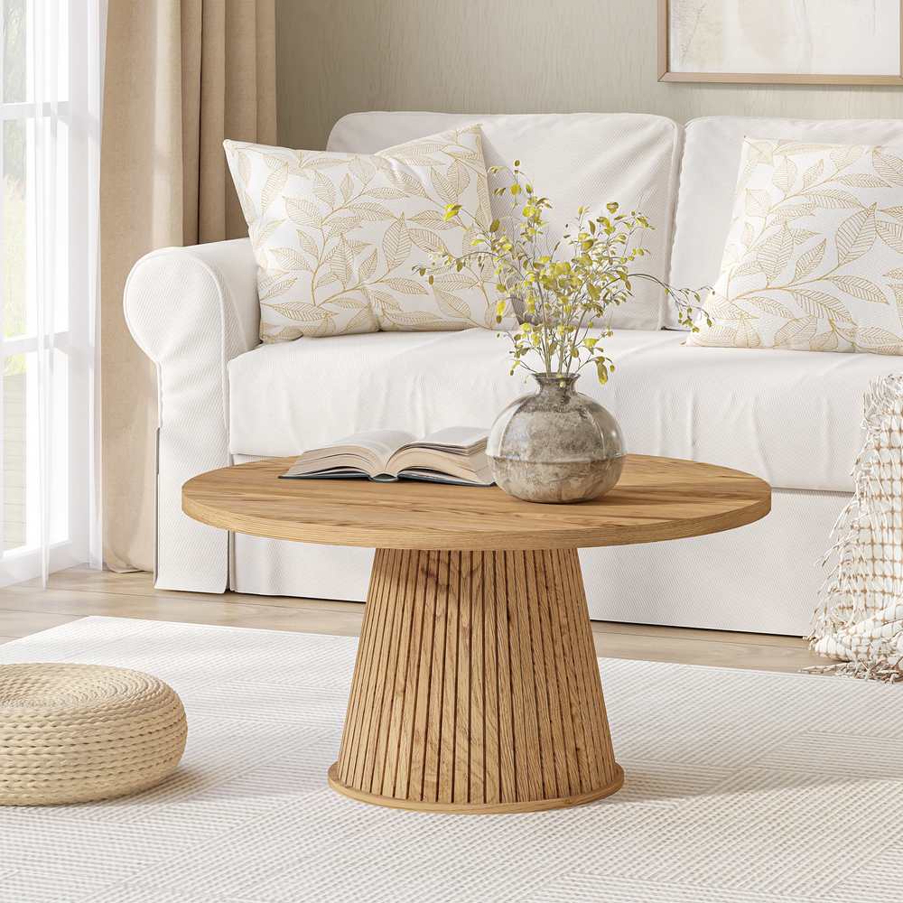 Selene Round Coffee Table - Fluted Design for Modern Living Spaces
