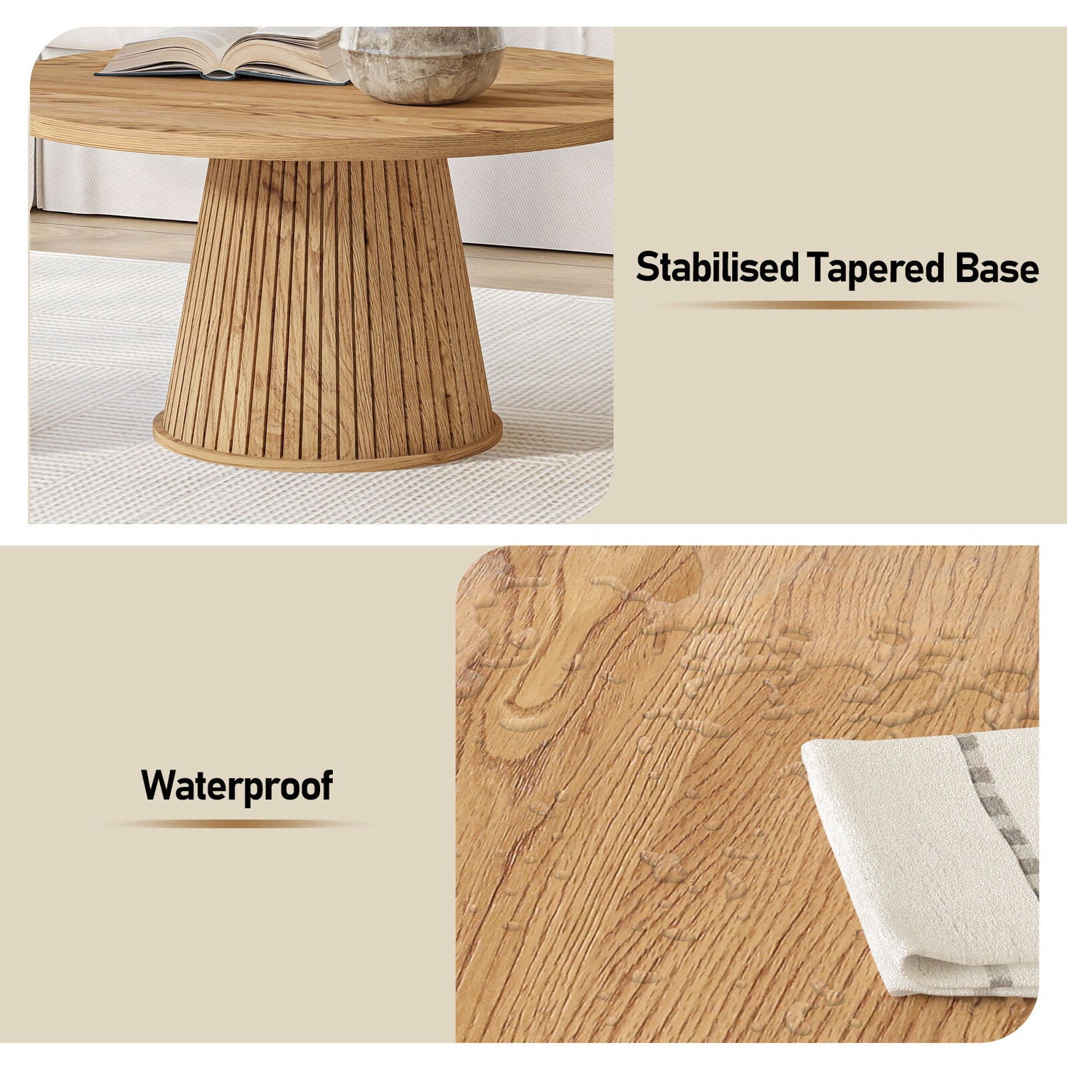 Selene Round Coffee Table - Fluted Design for Modern Living Spaces