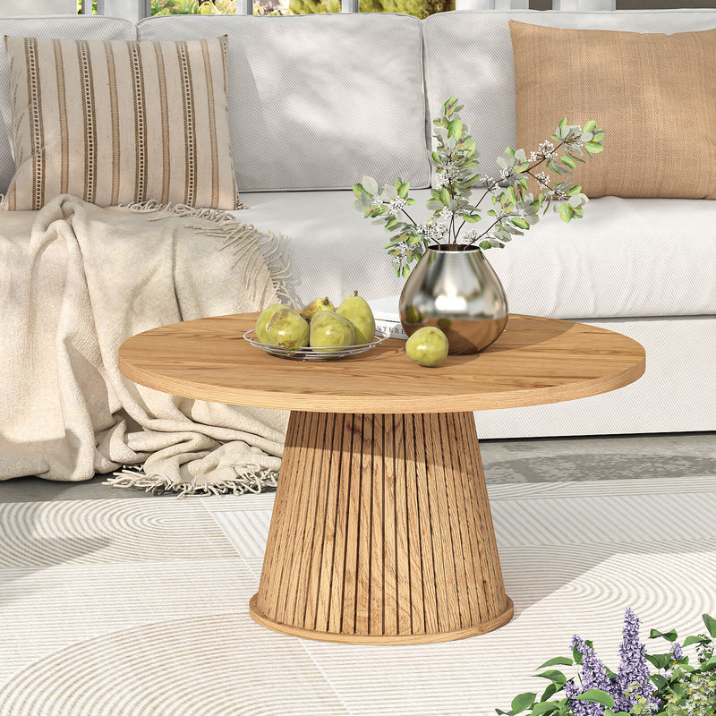 Selene Round Coffee Table - Fluted Design for Modern Living Spaces