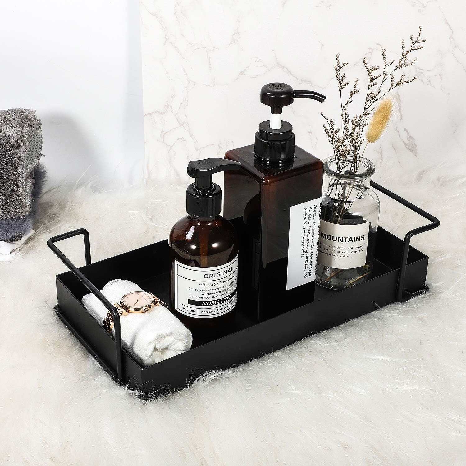 Nordic sleek black decor tray | Stylish Shelf for Organized Spaces