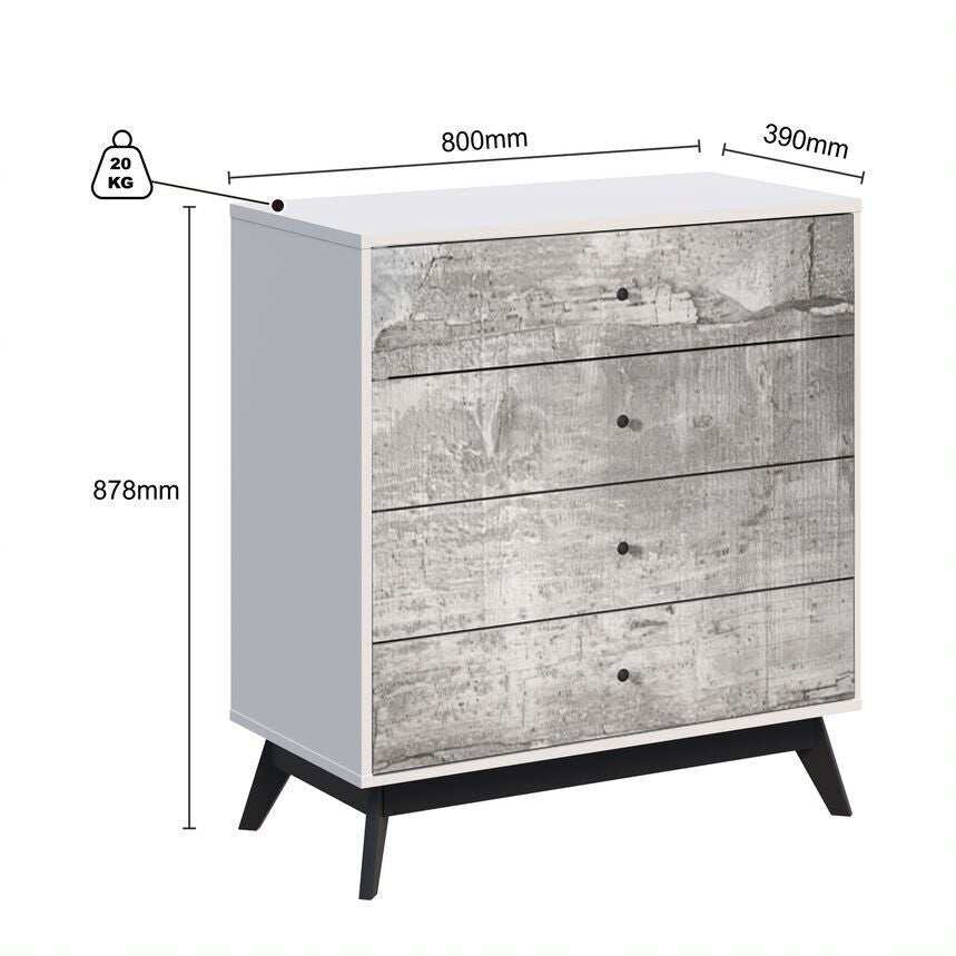 Bella 4 Chest of Drawers Dresser Tallboy | Elegant Storage Solution