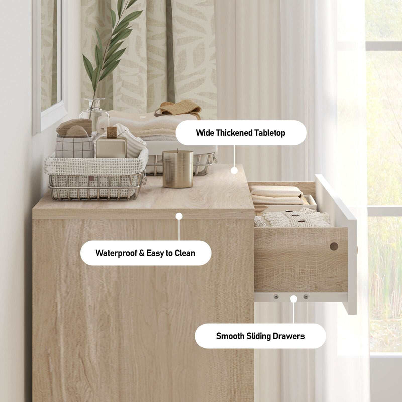 Adriana 5 Drawer Chest of Drawers Tallboy Dresser | Scandinavian Style Chest for Elegant Storage