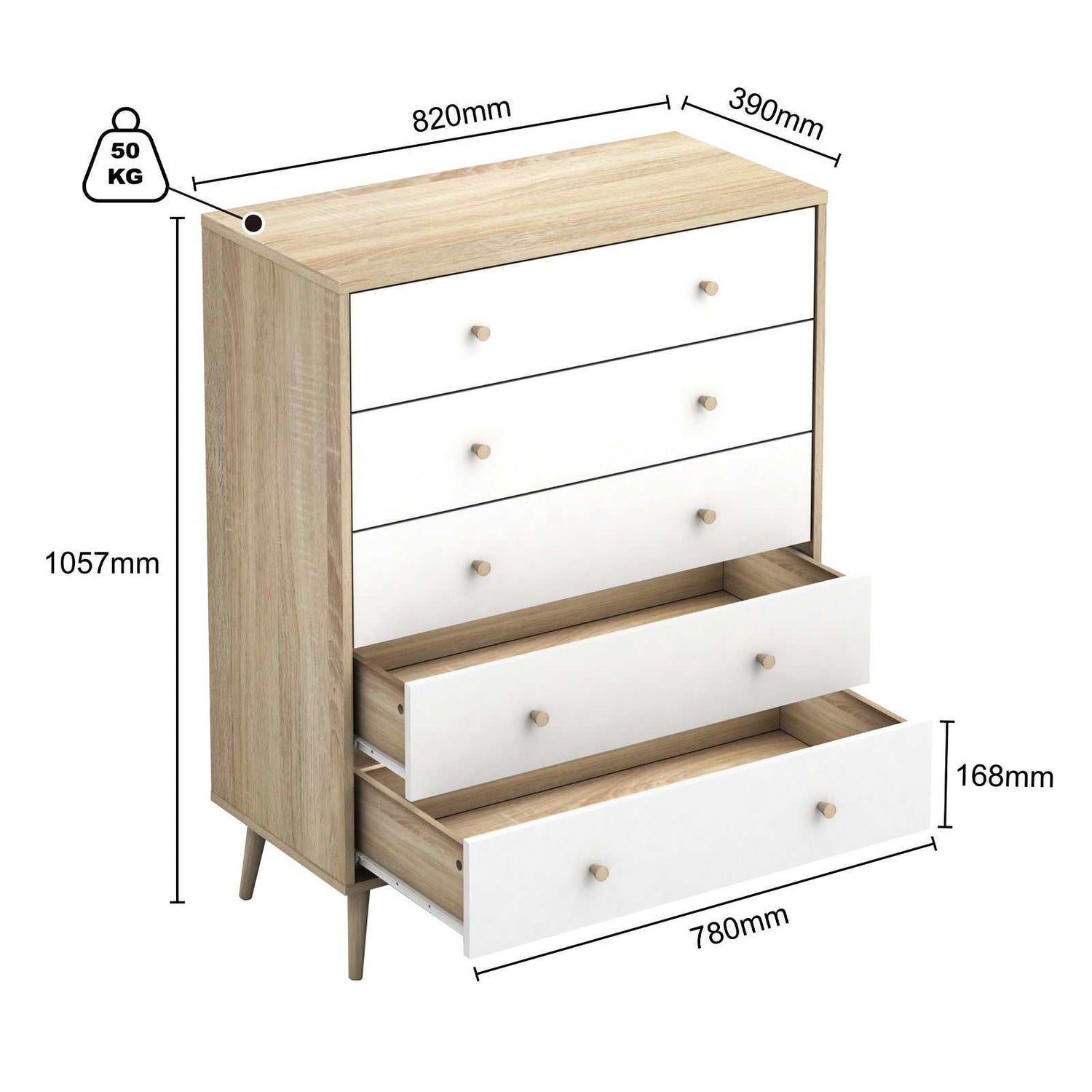 10 Drawer Chest of Drawers Tallboy Dressers | Scandinavian Style Chest for Elegant Storage