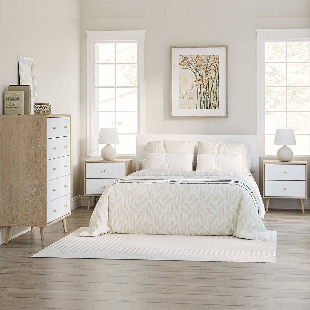 Adriana 5 Drawers Chest of Drawers Dresser with 2 Bedside Tables Bedroom Bundle