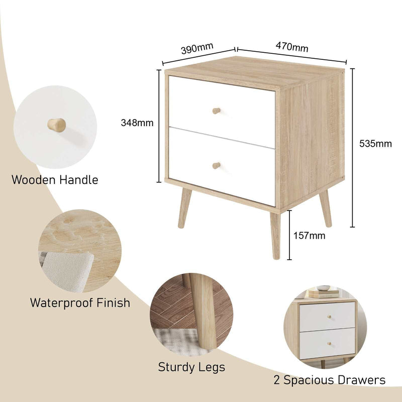Adriana 5 Drawers Chest of Drawers Dresser with 2 Bedside Tables Bedroom Bundle