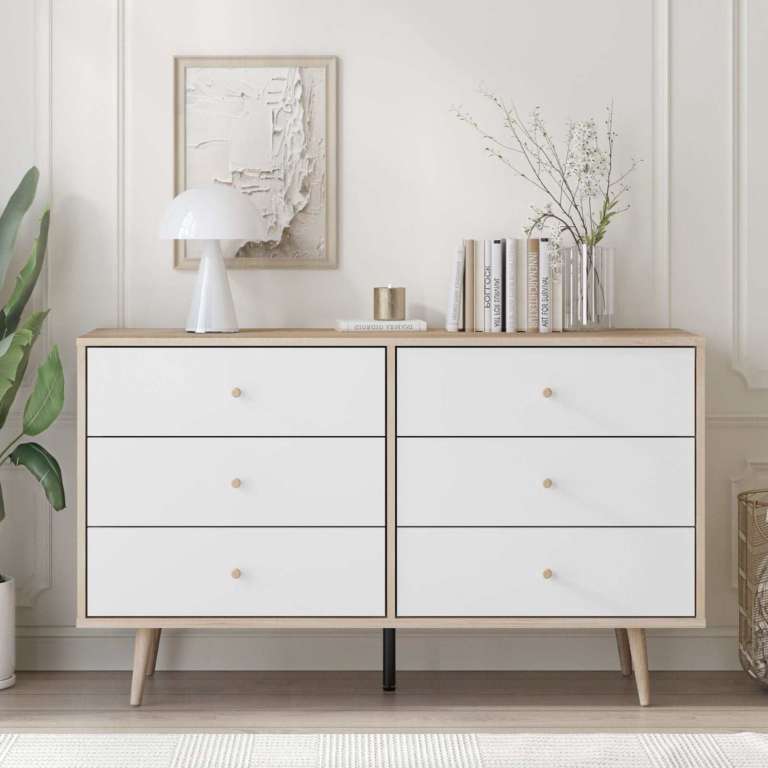 Adriana 6 Chest of Drawers Dresser Lowboy Storage Cabinet | Scandinavian Style for Modern Living