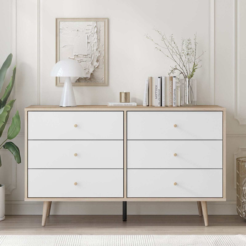 Adriana 6 Chest of Drawers Dresser Lowboy Storage Cabinet | Scandinavian Style for Modern Living