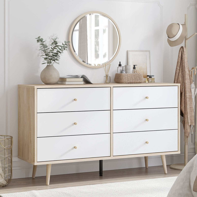 Adriana 6 Chest of Drawers Dresser Lowboy Storage Cabinet | Scandinavian Style for Modern Living