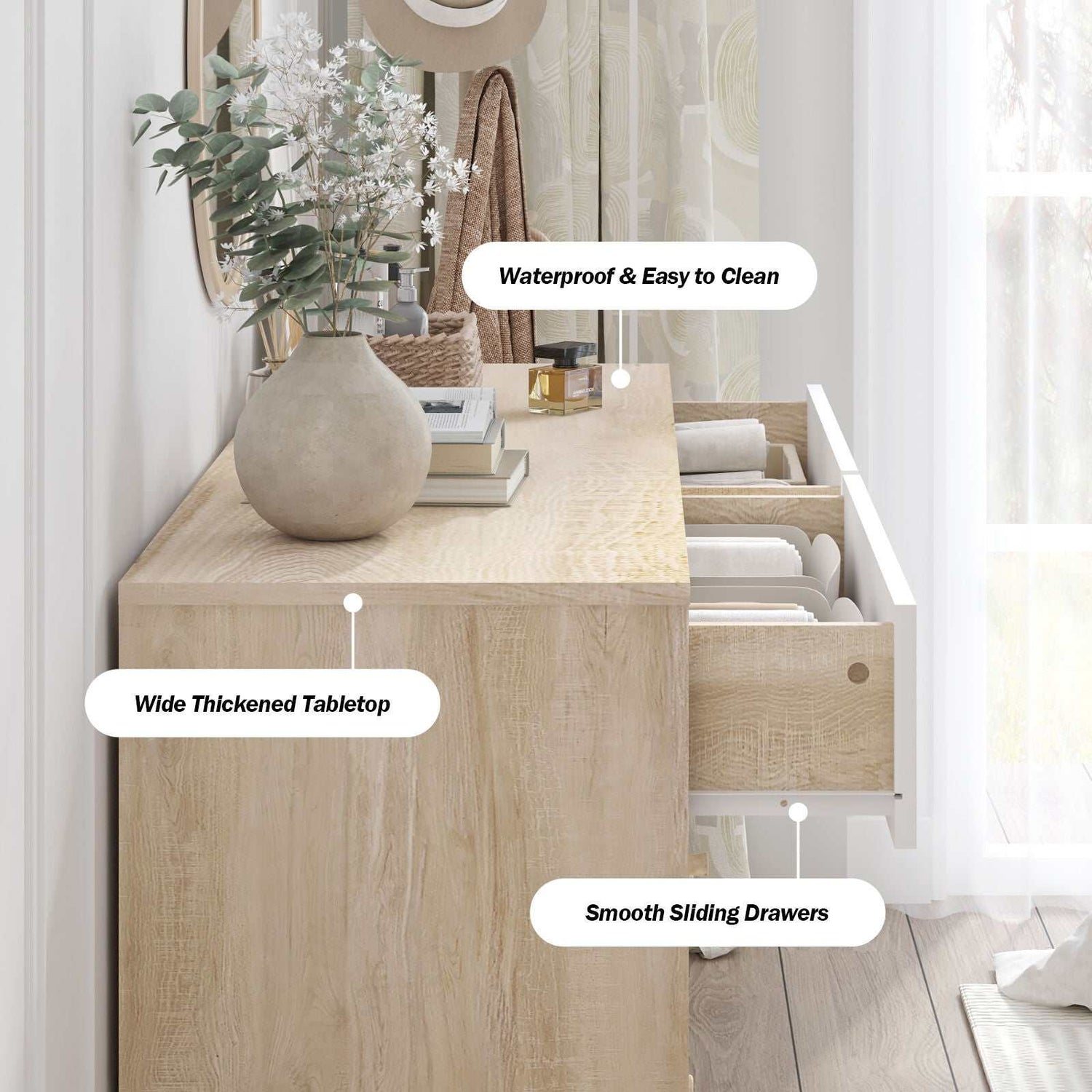 Adriana 6 Chest of Drawers Dresser Lowboy Storage Cabinet | Scandinavian Style for Modern Living