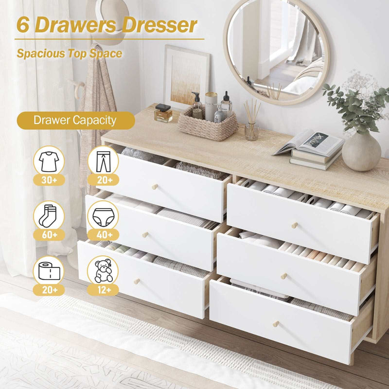 Adriana 6 Chest of Drawers Dresser Lowboy Storage Cabinet | Scandinavian Style for Modern Living