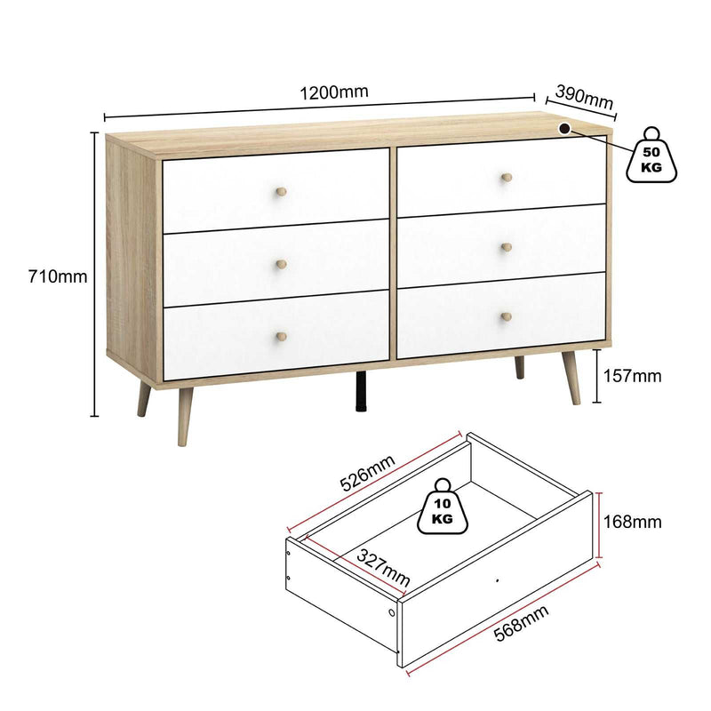 Scandi 12 Lowboy Dresser – 12 Drawer Storage Cabinet for Modern Living