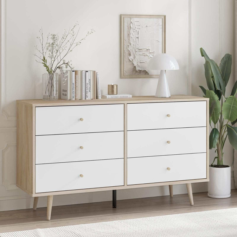 Adriana 6 Chest of Drawers Dresser Lowboy Storage Cabinet | Scandinavian Style for Modern Living