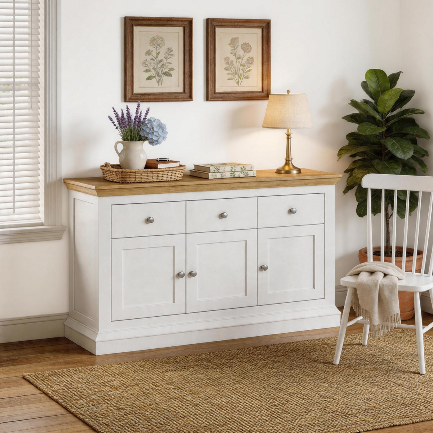 Regent Coastal Sideboard with 3 Drawers and 3 Cupboard Doors