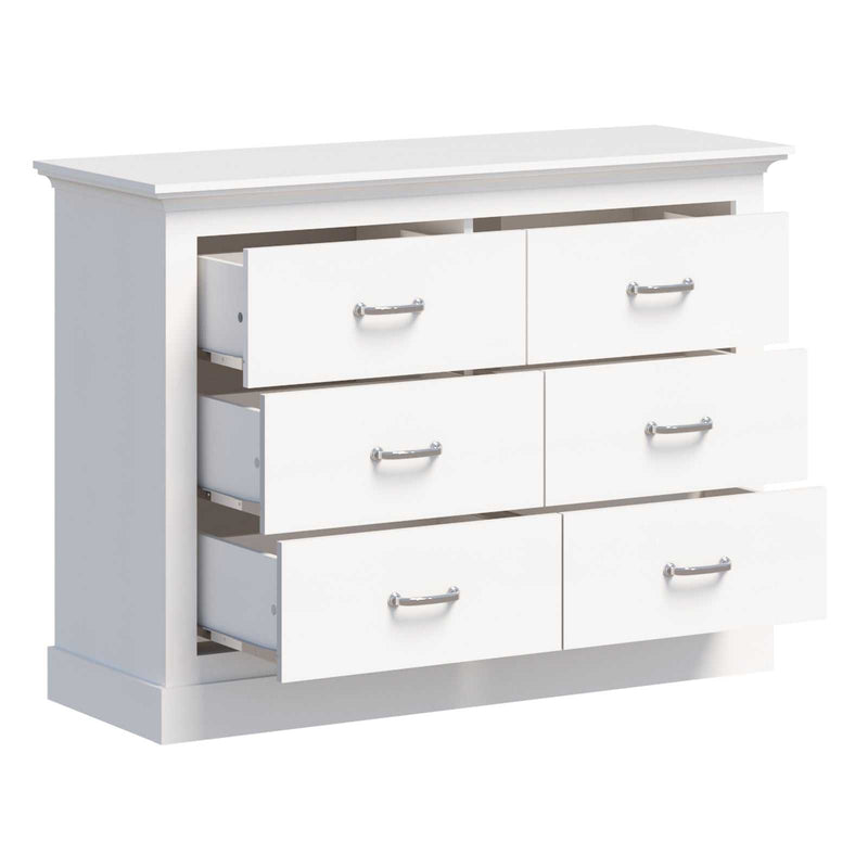 Ashford White 6 Chest of Drawers 2 Sets | Elegant Dressers for Stylish Bedroom Storage