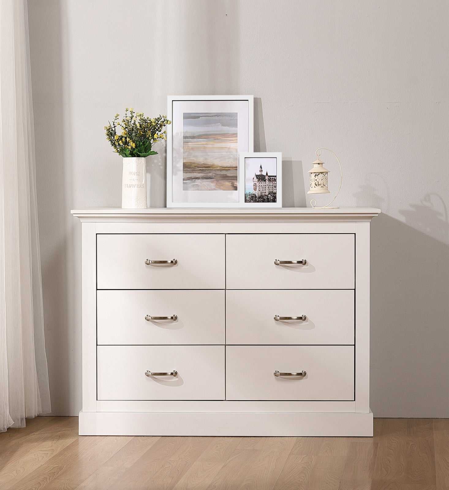 Ashford White 6 Chest of Drawers 2 Sets | Elegant Dressers for Stylish Bedroom Storage