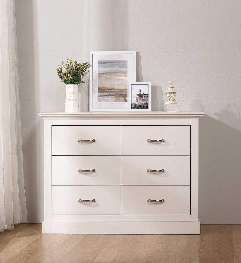 Ashford White 6 Chest of Drawers 2 Sets | Elegant Dressers for Stylish Bedroom Storage