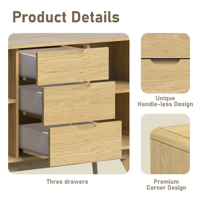 WABI-SABI Buffet Sideboard Cabinet | Storage Cupboard with Drawers Dresser for Kitchen & Hallway